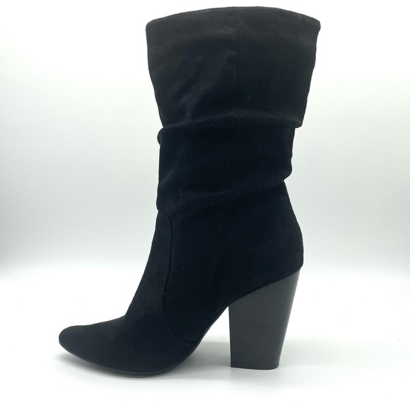 SOLD Report Indio Mid Calf Slouchy Western Black Boots Microfiber Suede Size … - Picture 5 of 11